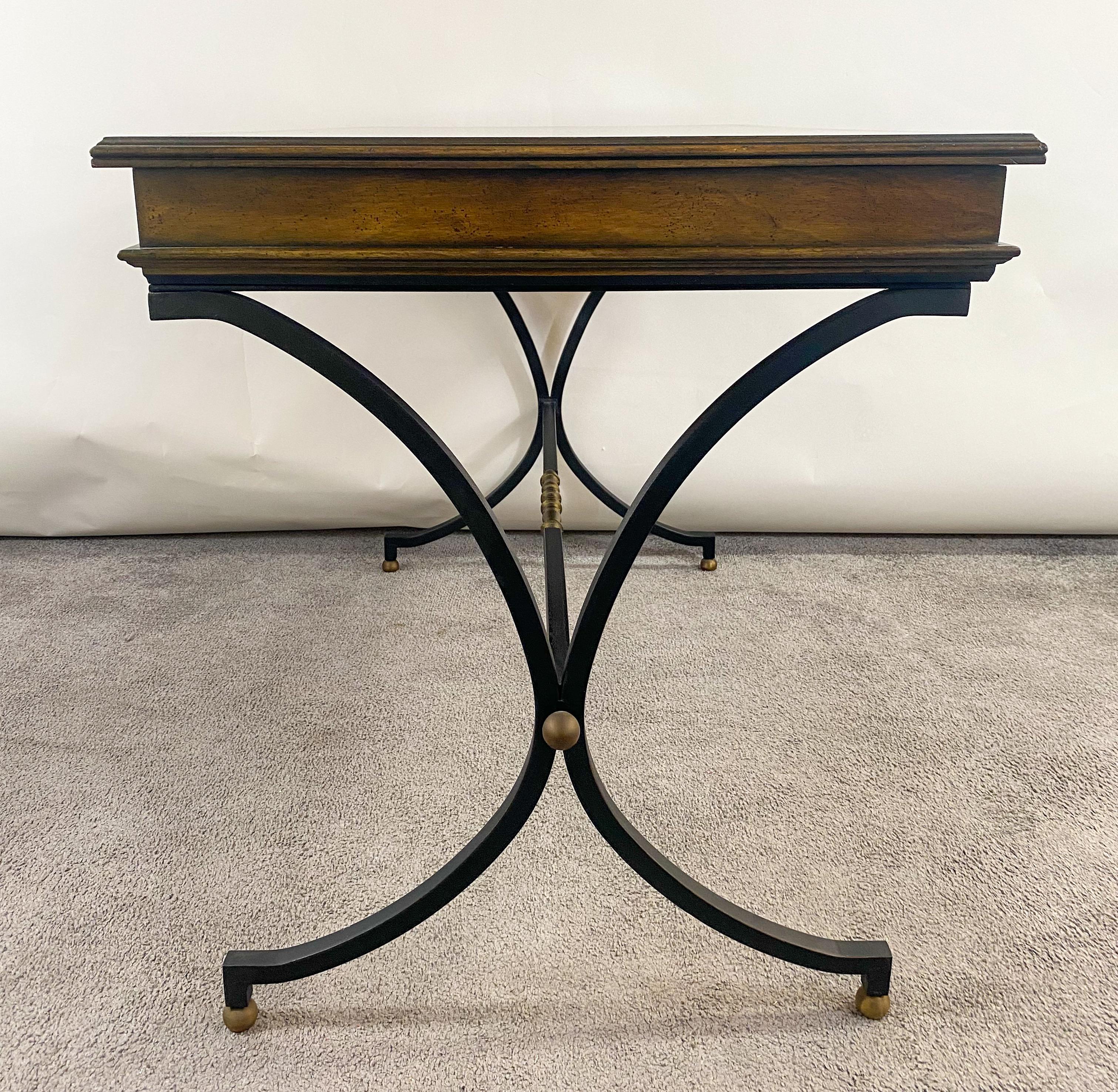 French Hollywood Regency Style Mahogany Writing Desk For Sale 3