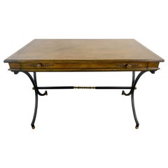 French Hollywood Regency Style Mahogany Writing Desk French Hollywood Regency Style Mahogany Writing Desk