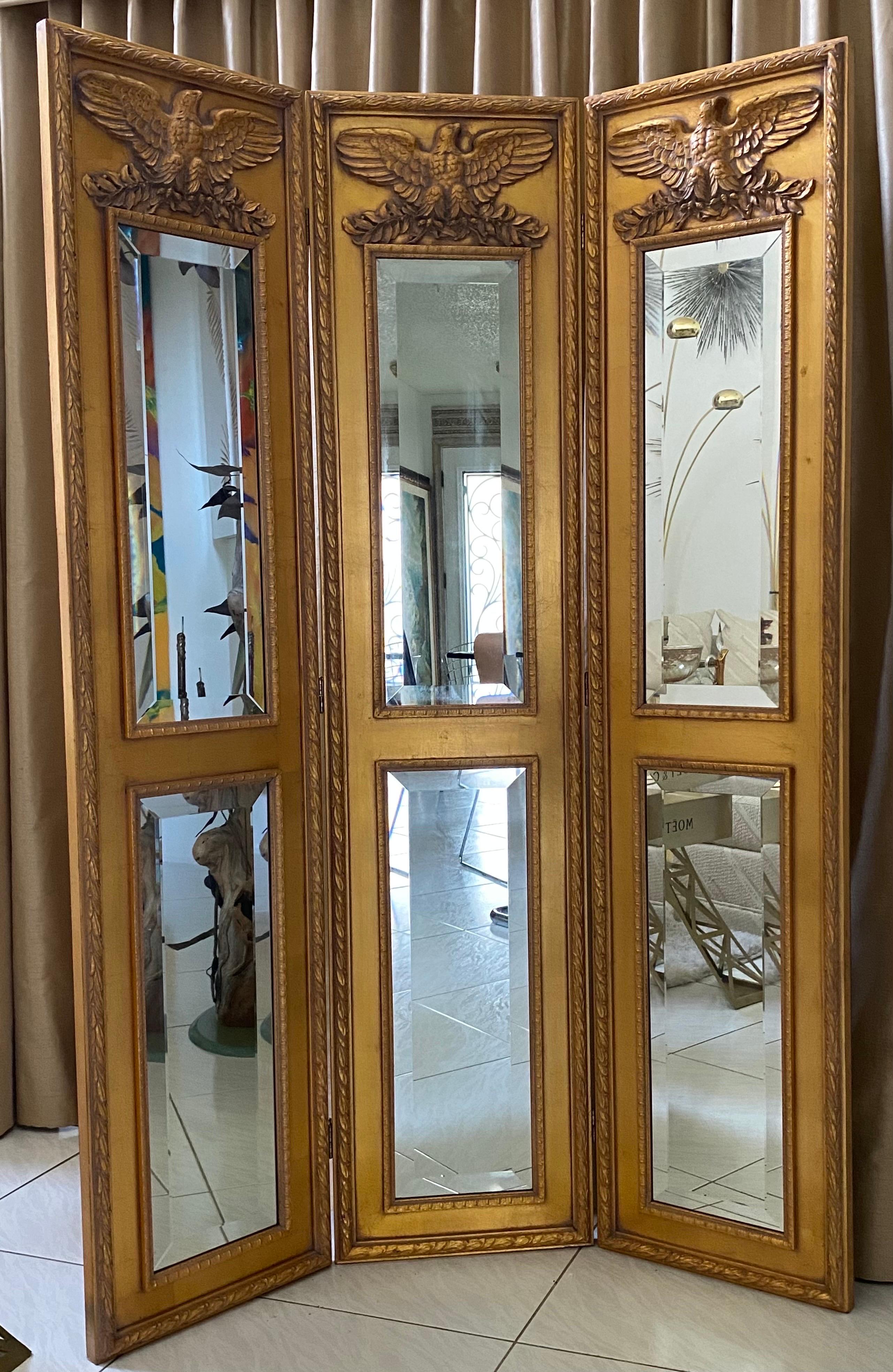 3 panel mirror room divider