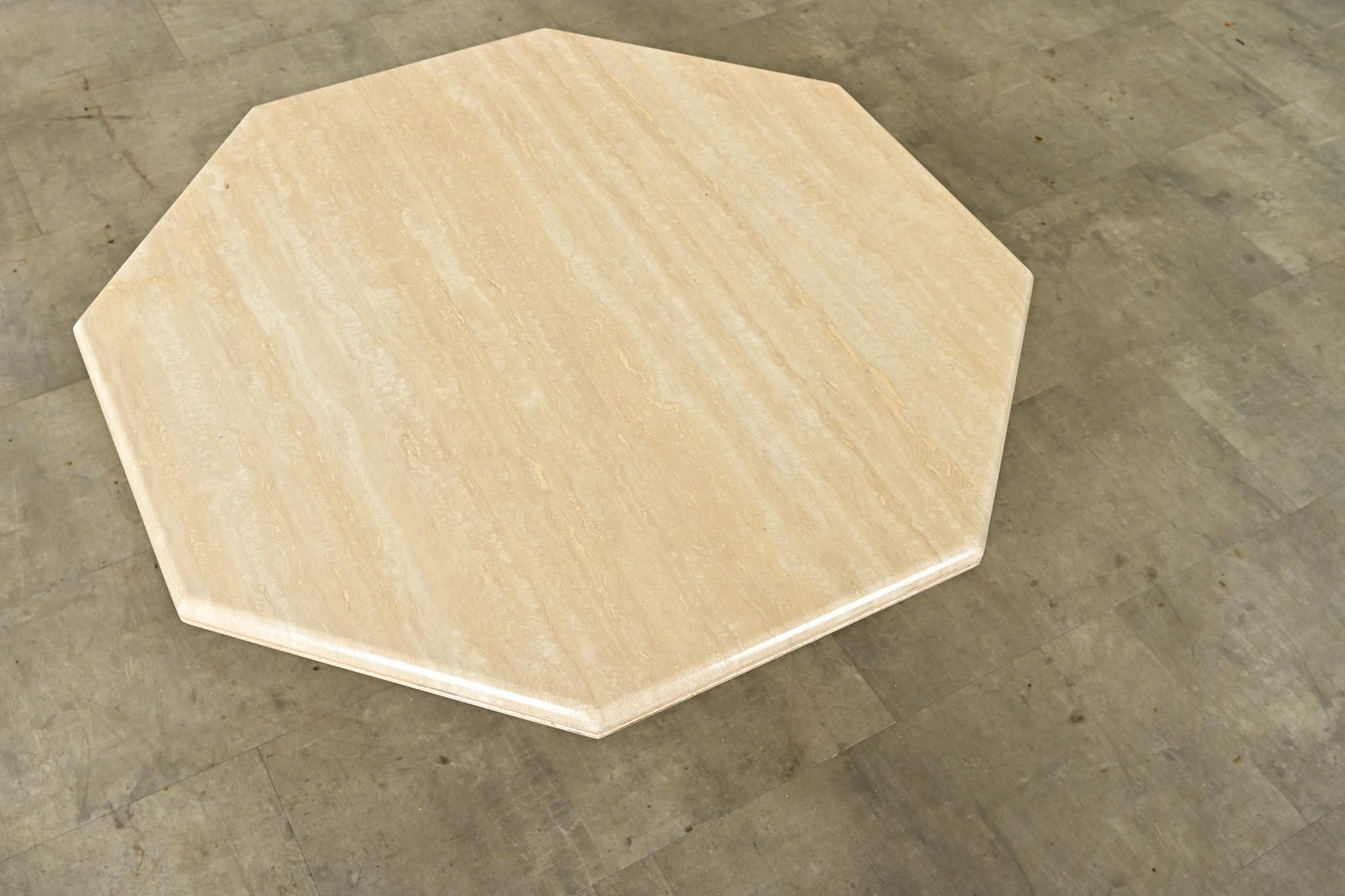Table basse française Hollywood Regency en travertin en vente 4