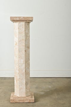 French Hollywood Regency Travertine Column