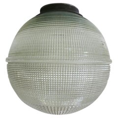 French Holophane Ball Ceiling Glass Globe Pendant