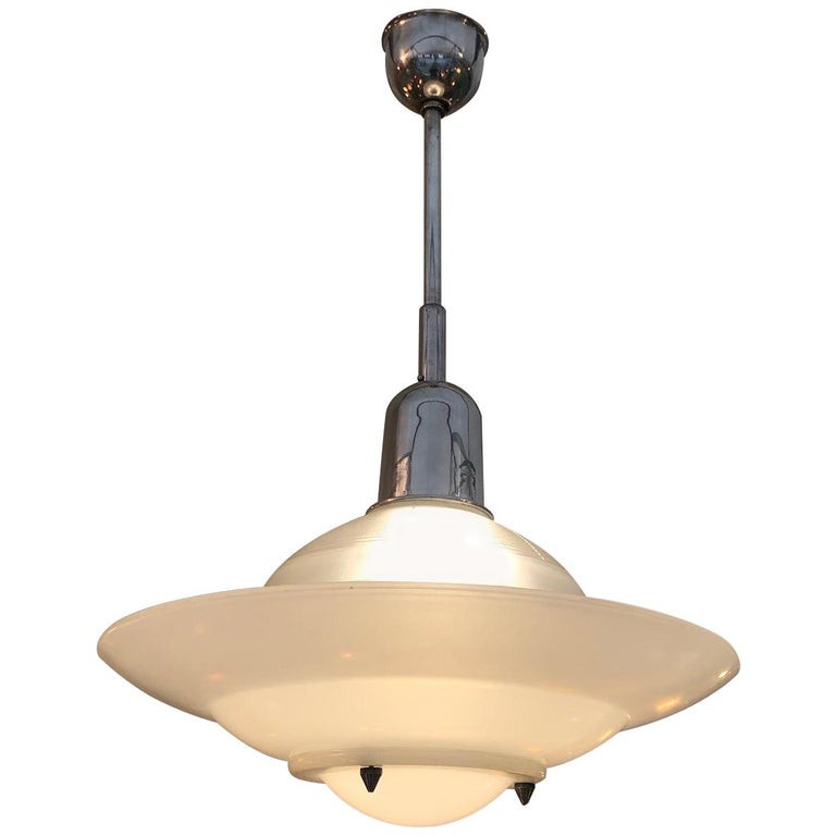 French Holophane Ceiling Light 1930s Modernist Art Deco Lighting