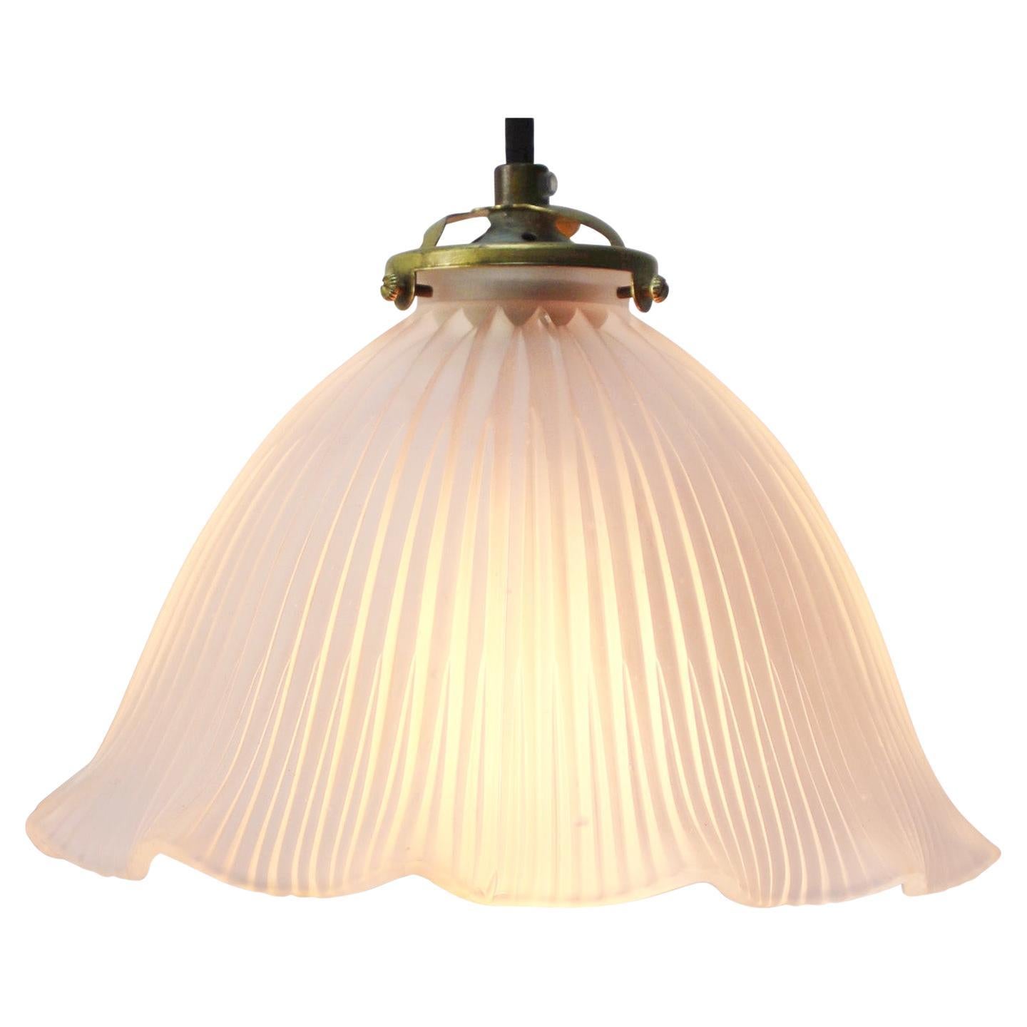 Französische Holophane Frosted Glass Vintage Pendelleuchten