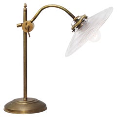 French Holophane glass and brass desk lights