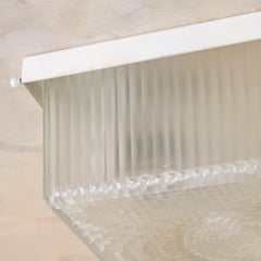 French Holophane Glass Flush Mount, 1950s - 2 Available
