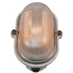 French Holophane Glass Vintage Industrial Sconces Wall lamps by Mapalec, Amiens