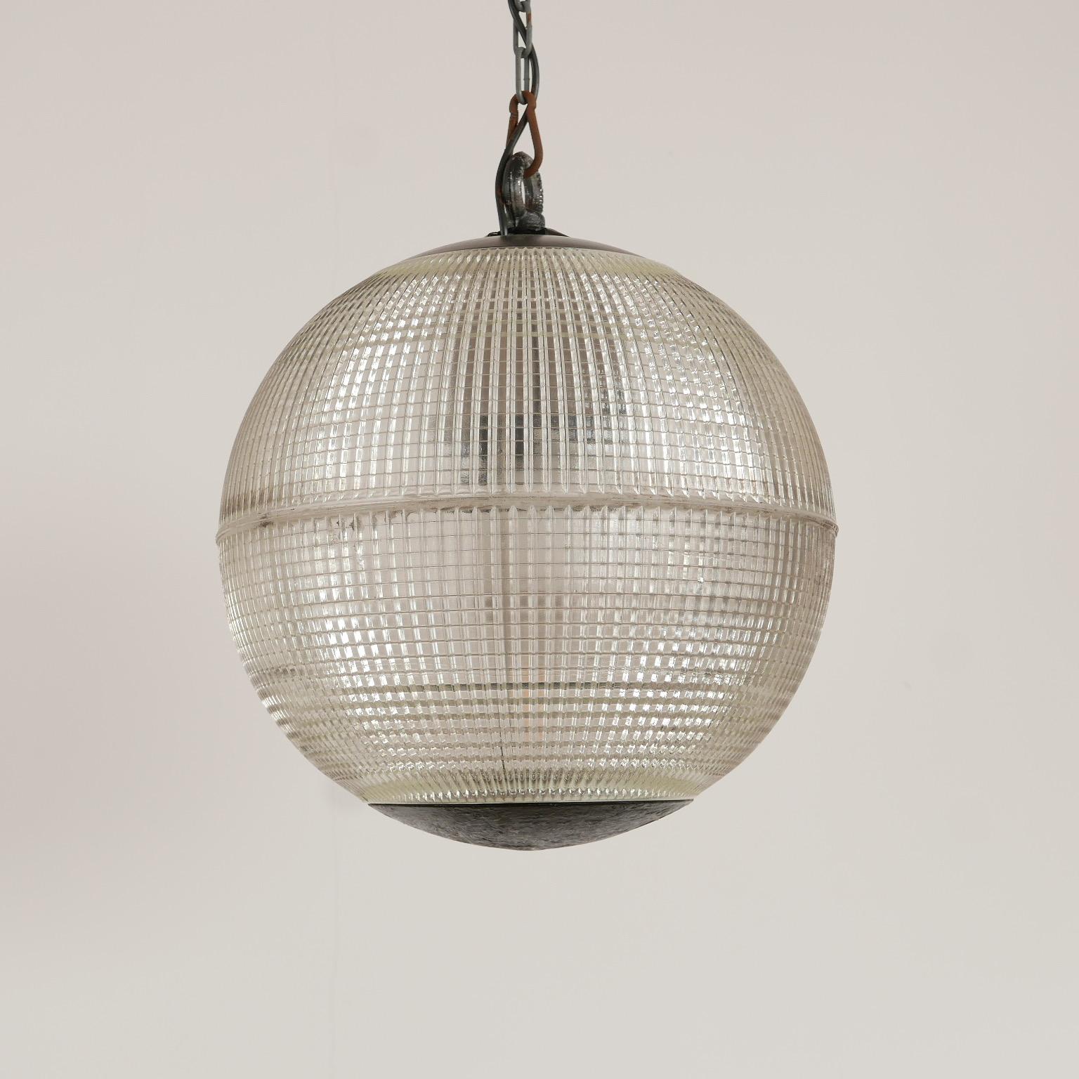 Mid-20th Century French Holophane Parisian Glass Globe Pendants '2'