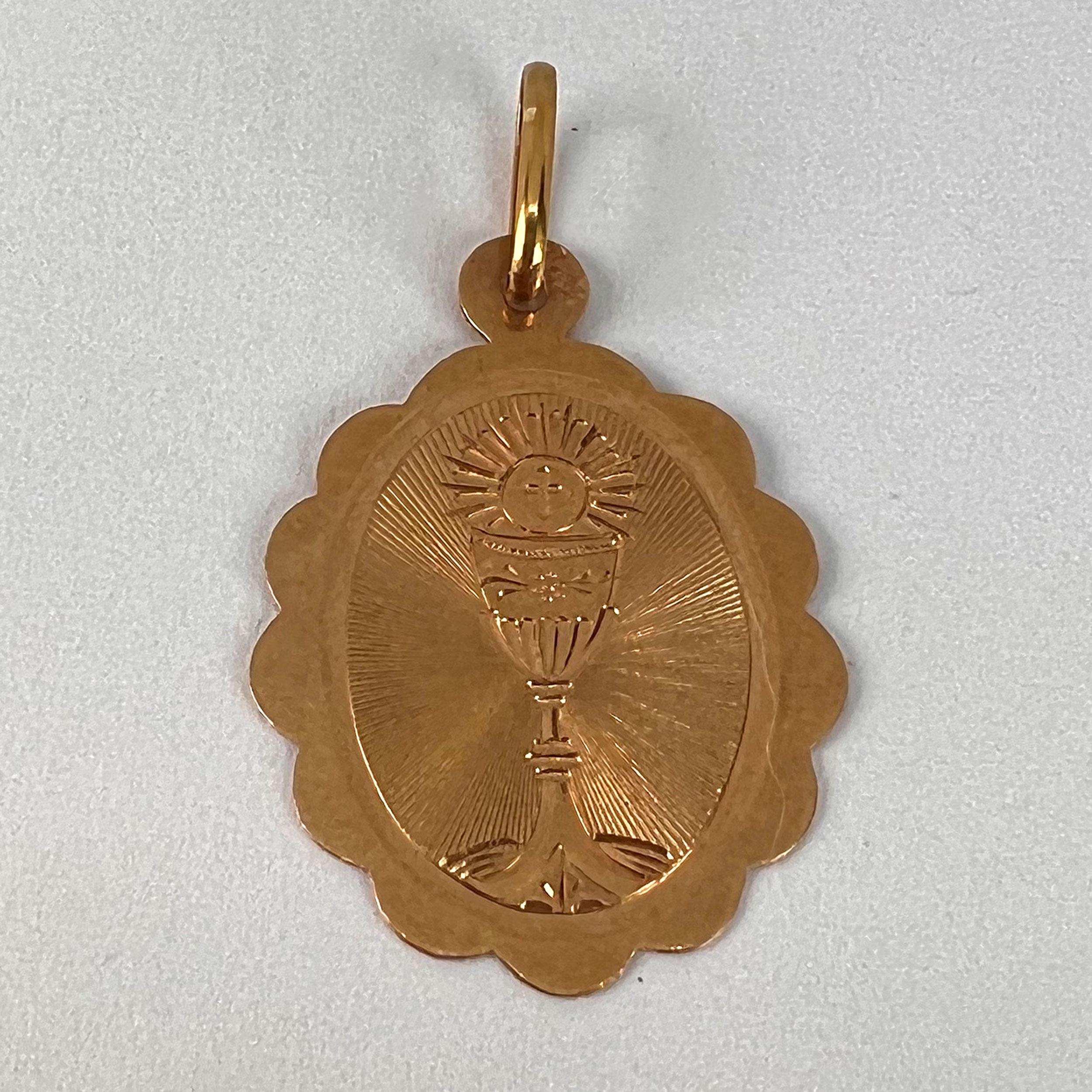 French Holy Chalice 18K Rose Gold Charm Pendant For Sale 7