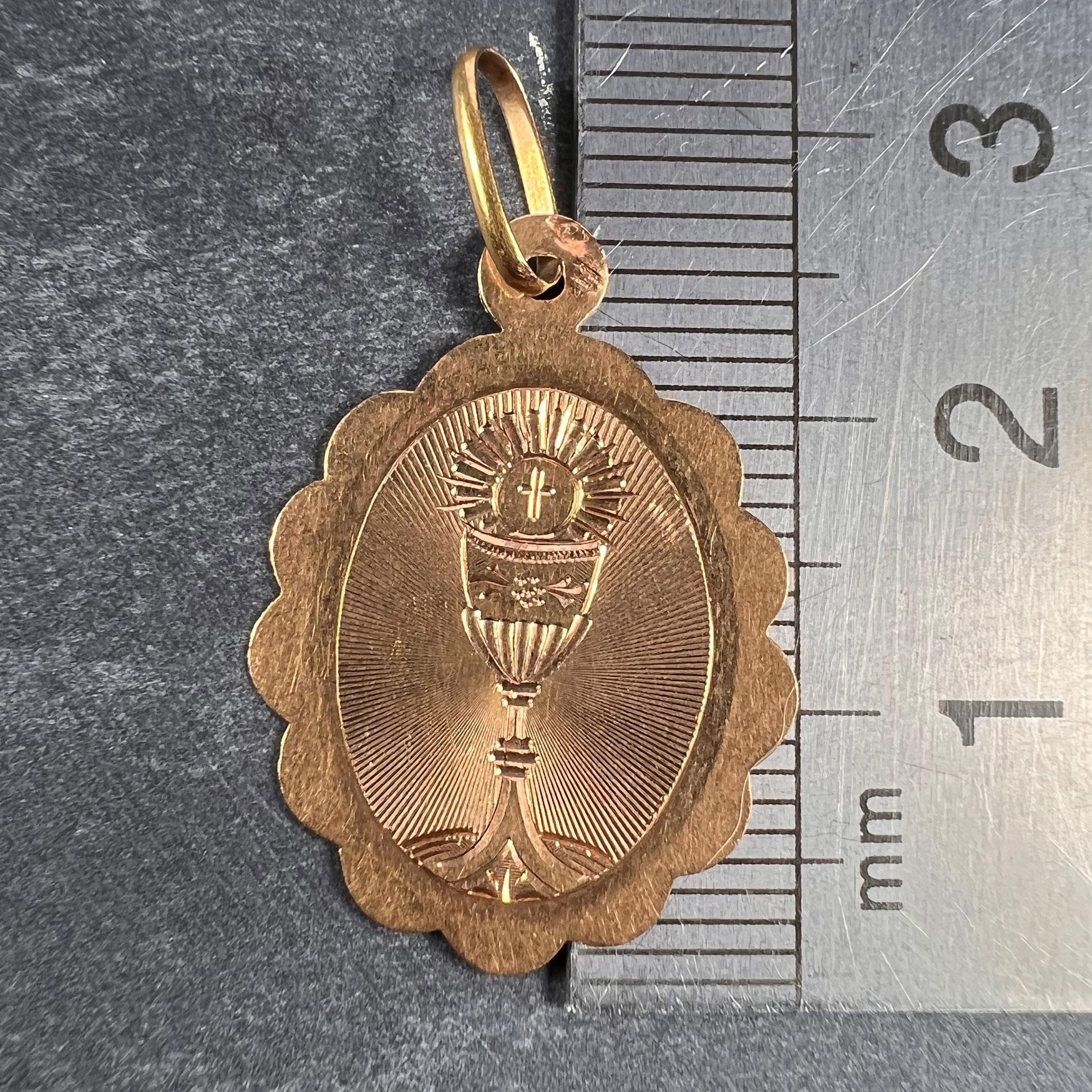 French Holy Chalice 18K Rose Gold Charm Pendant For Sale 4