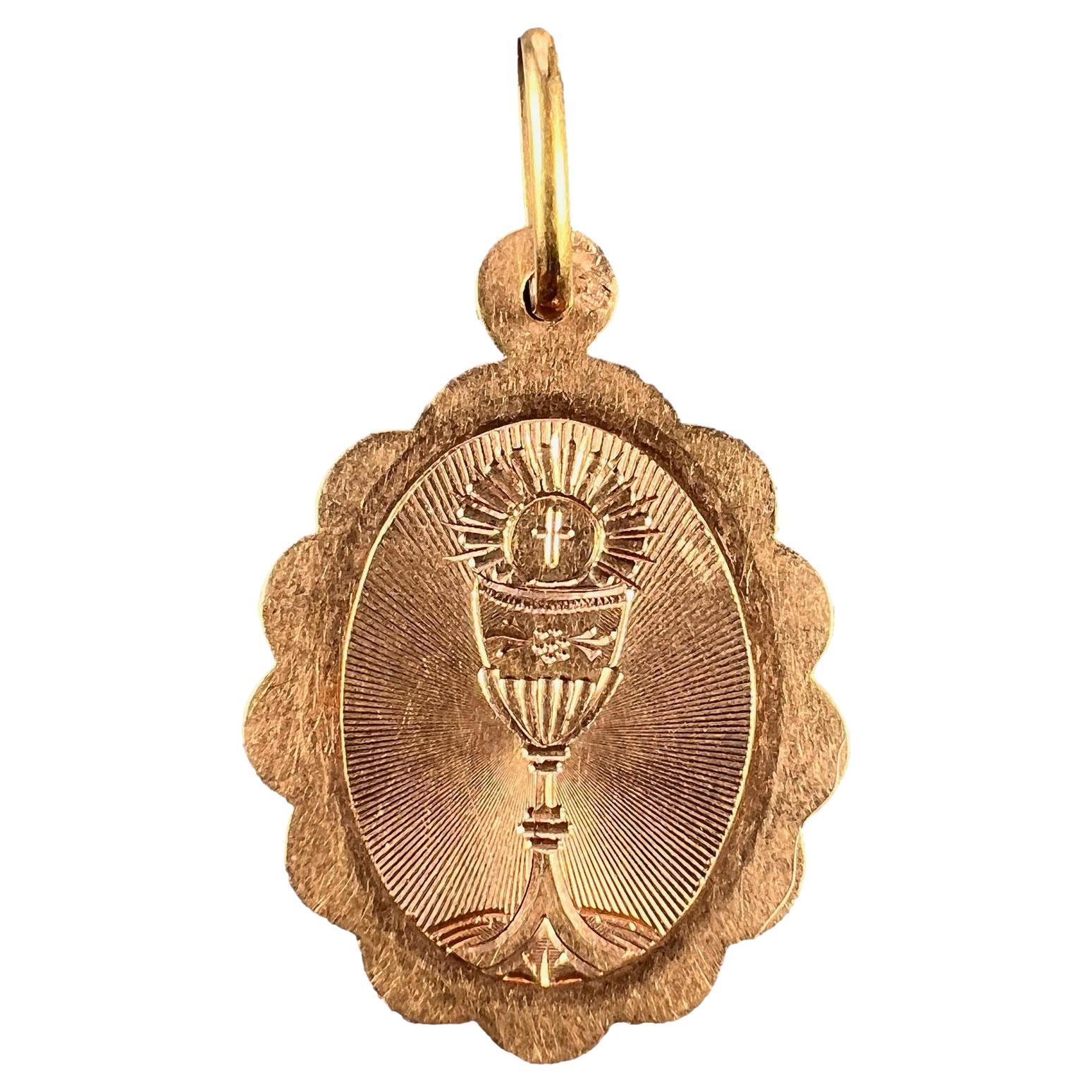 French Holy Chalice 18K Rose Gold Charm Pendant For Sale