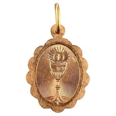 Antique French Holy Chalice 18K Rose Gold Charm Pendant