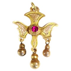 French Holy Spirit Pendant in Rose Gold 18k Pendant, Antique Holy Dove Pendant