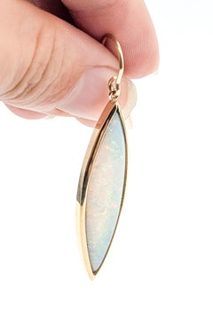 French Hook Opal Earrings in 14k Yellow Gold