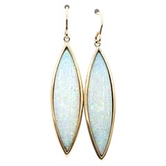 French Hook Opal Earrings in 14k Yellow Gold