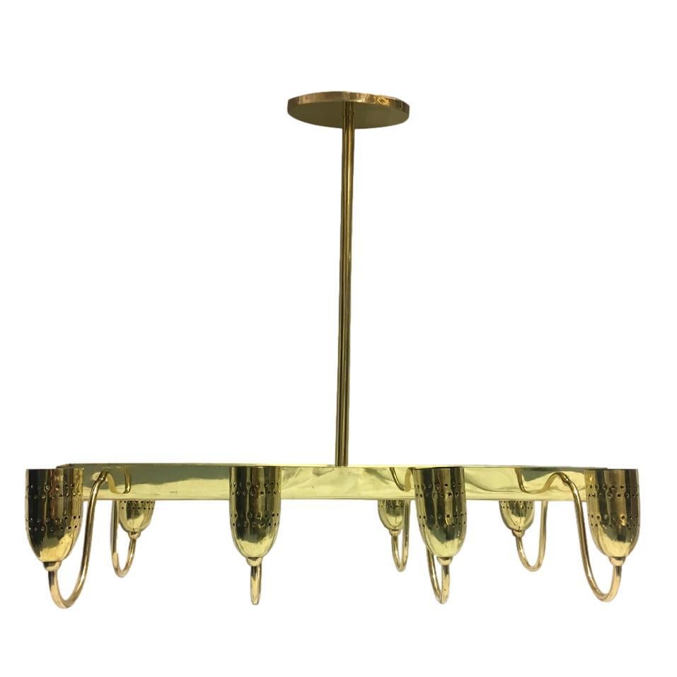 Mid-20th Century French Horizontal Moderne Chandelier For Sale