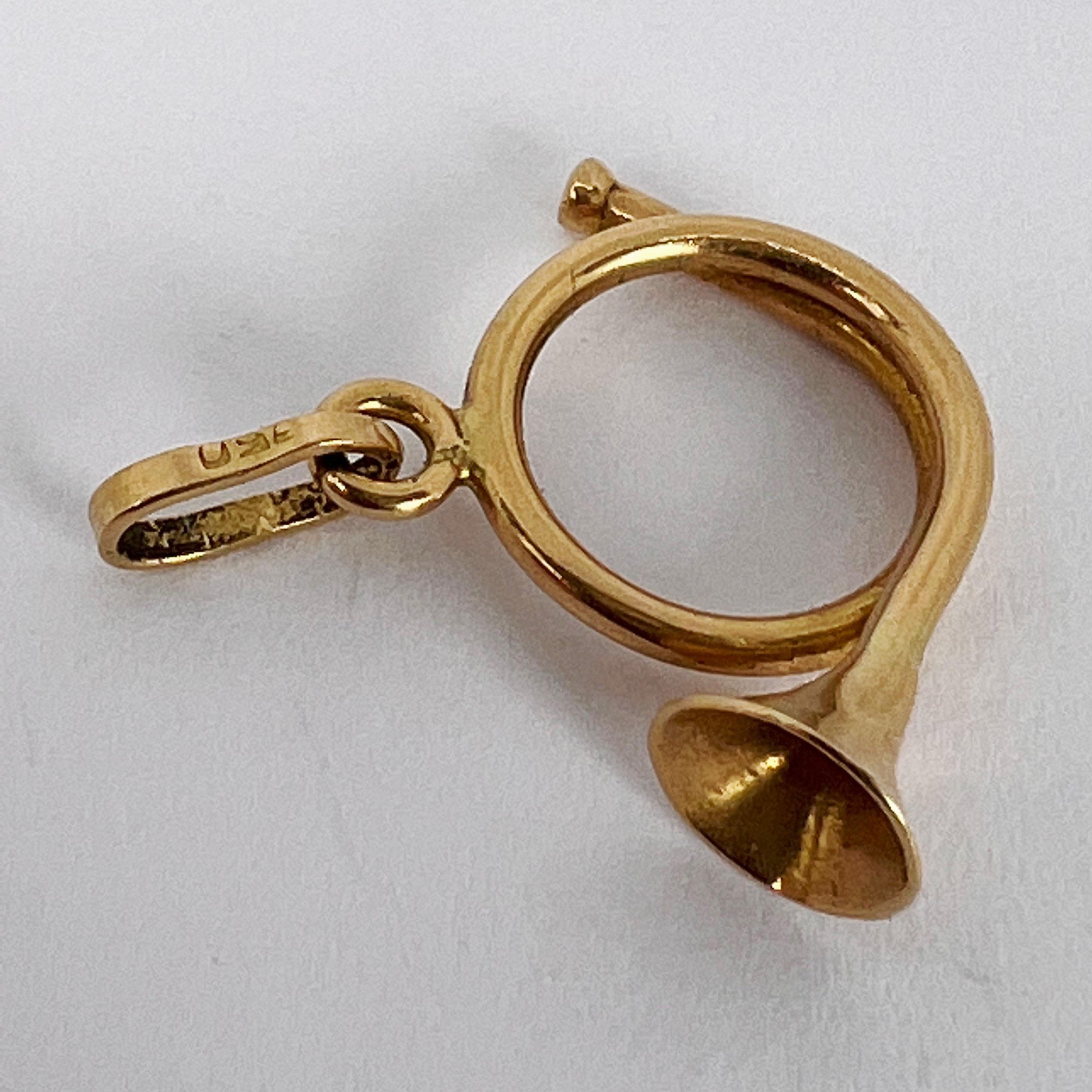 French Horn 18K Yellow Gold Charm Pendant For Sale 4