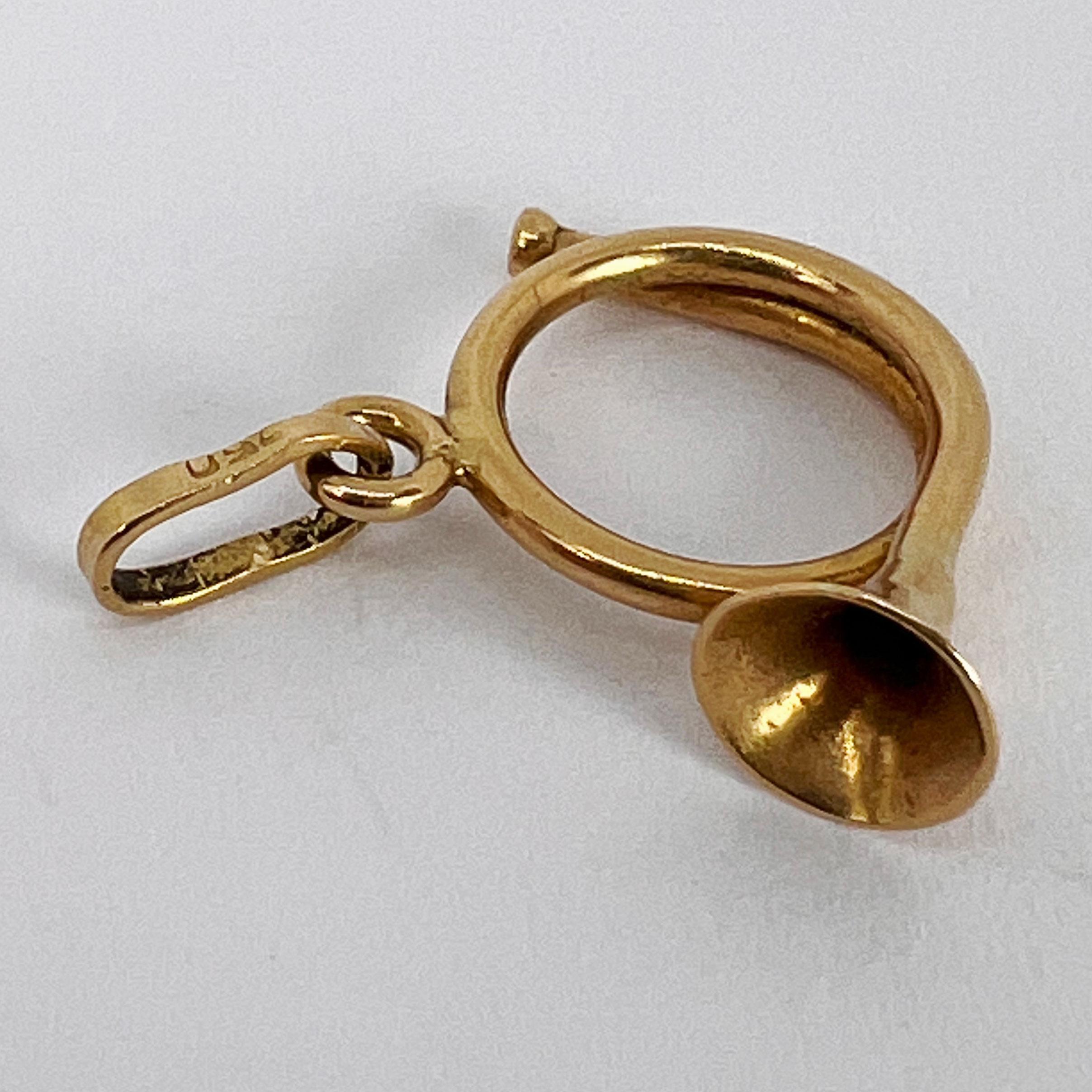 French Horn 18K Yellow Gold Charm Pendant For Sale 5