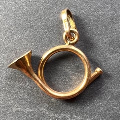 French Horn 18K Yellow Gold Charm Pendant