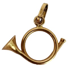 Vintage French Horn 18K Yellow Gold Charm Pendant