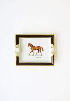 French Horse Equine Porcelain Tray Vide-Poche or Ashtray