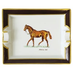 French Horse Equine Porcelain Tray Vide-Poche or Ashtray