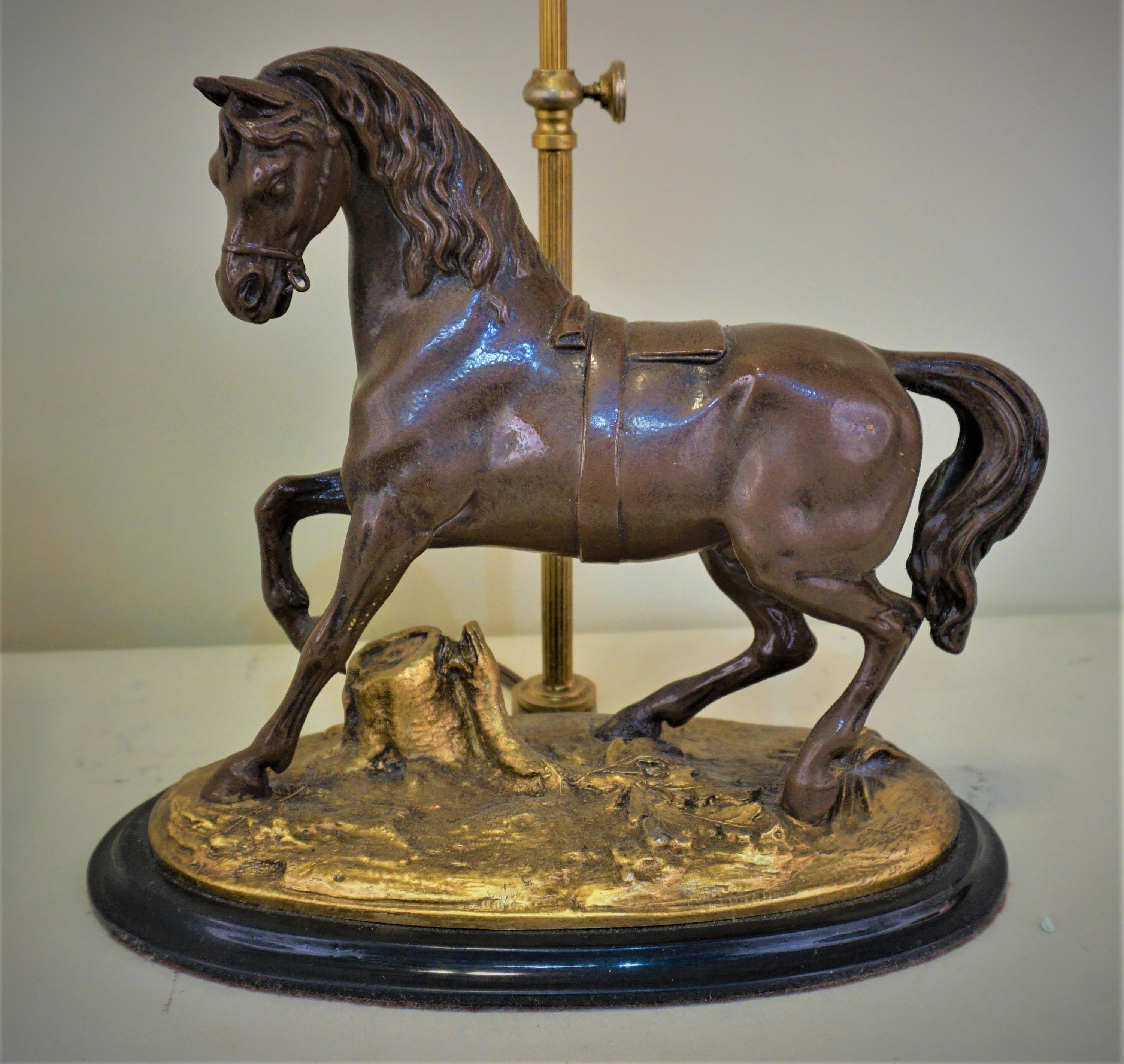 French Horse Sculpture Table Lamp In Good Condition In Fairfax, VA