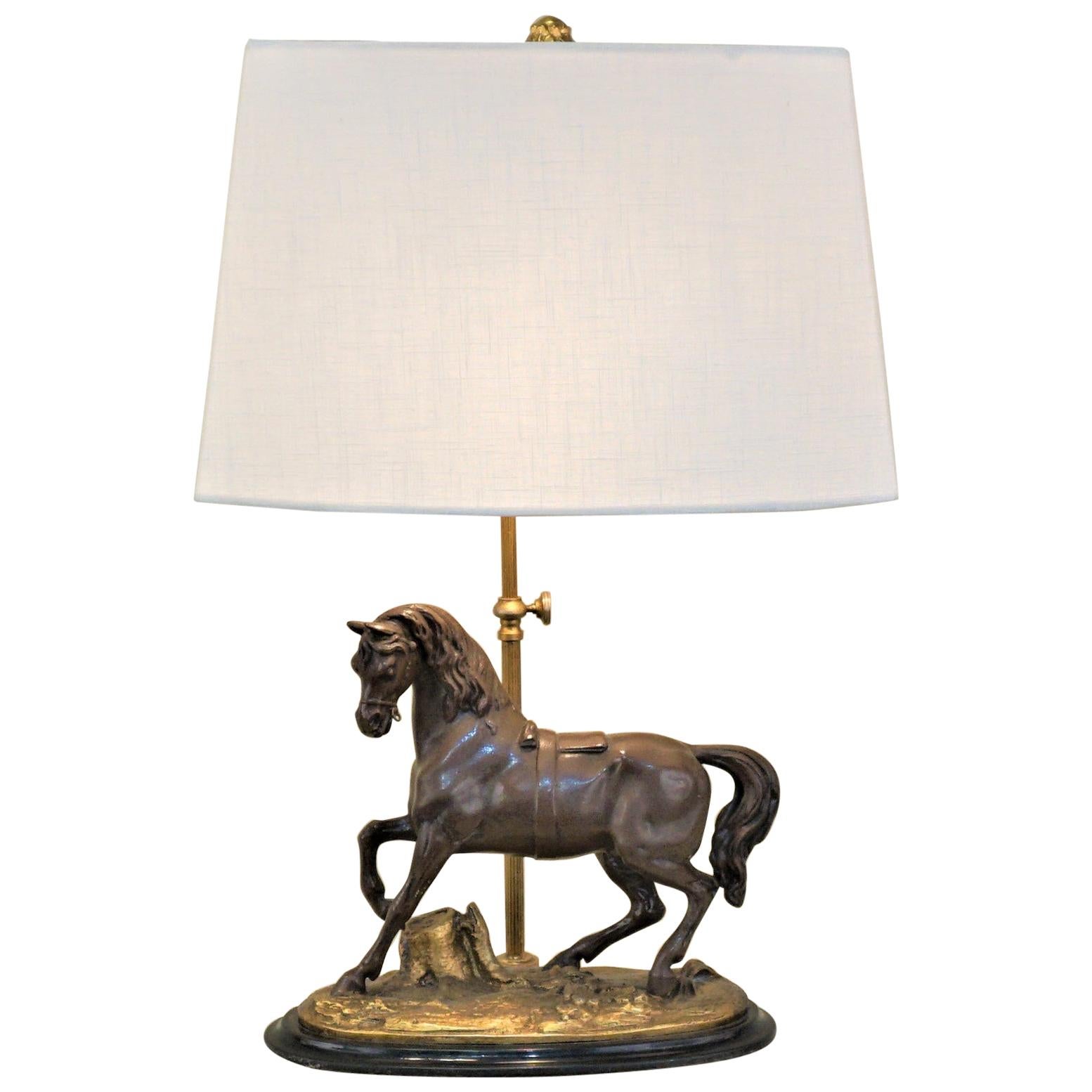 French Horse Sculpture Table Lamp