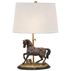 French Horse Sculpture Table Lamp