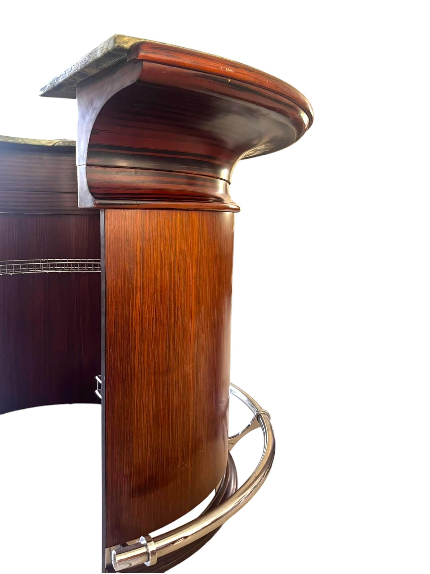 French horseshoe / half moon Bar and its 2 Stools - marble - Art Deco - France 4