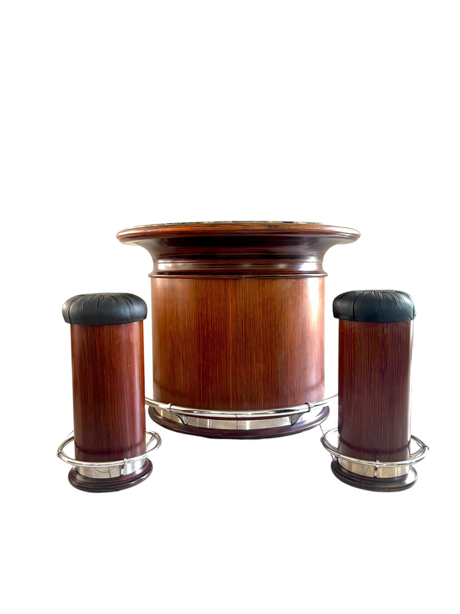 French horseshoe / half moon Bar and its 2 Stools - marble - Art Deco - France 6