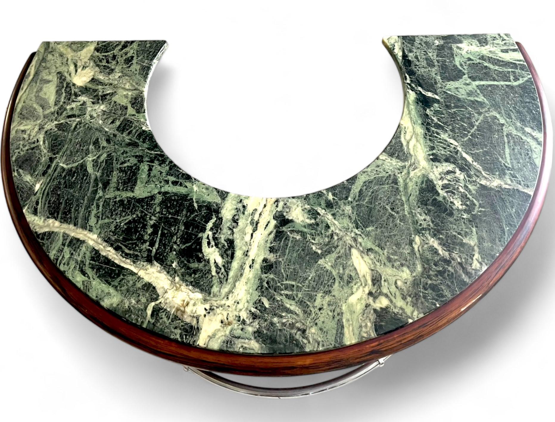 Marble French horseshoe / half moon Bar and its 2 Stools - marble - Art Deco - France