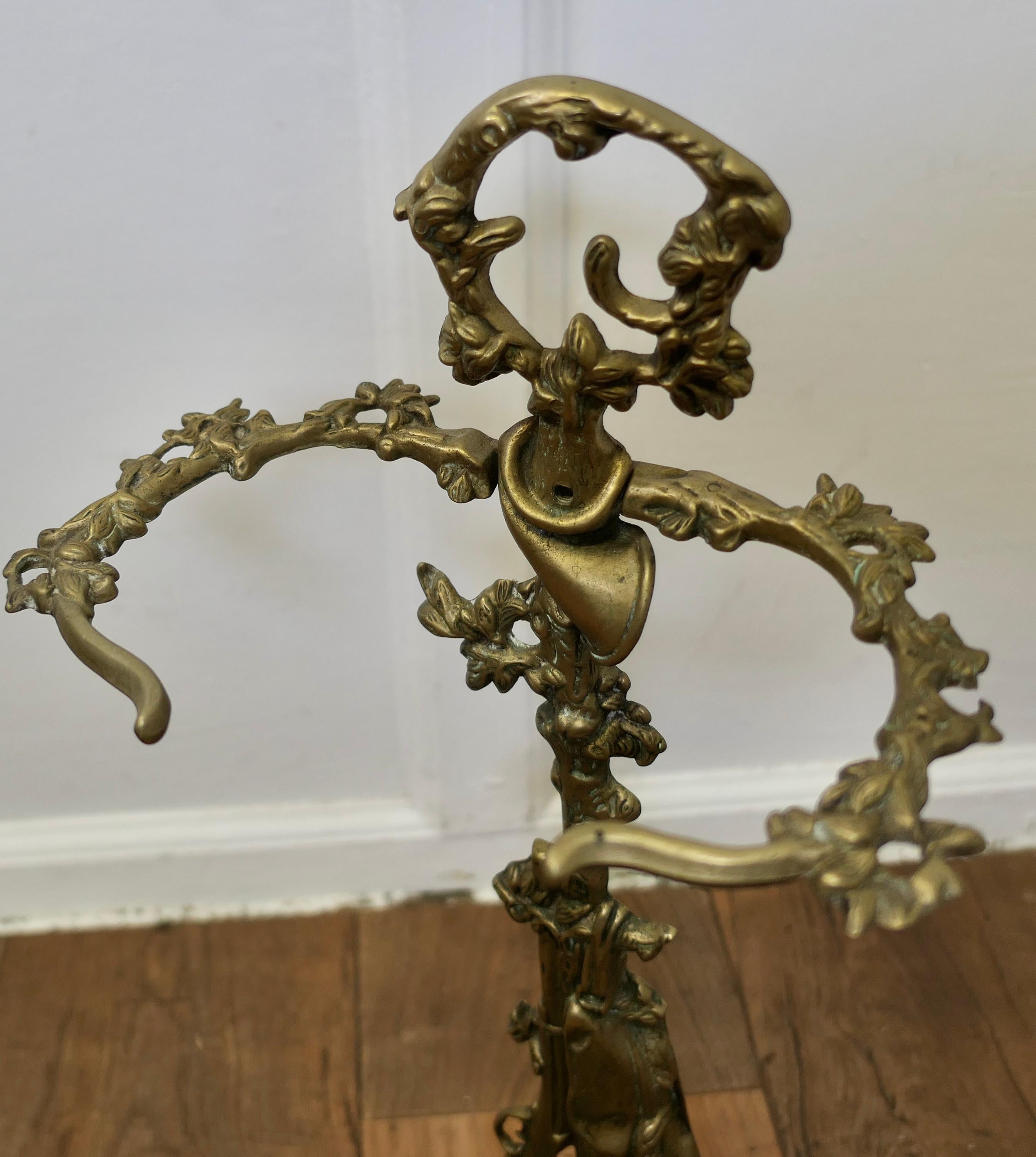 Early 20th Century French Hunting Theme (Chasse) Brass Stick Stand   This lovely piece comes from F For Sale