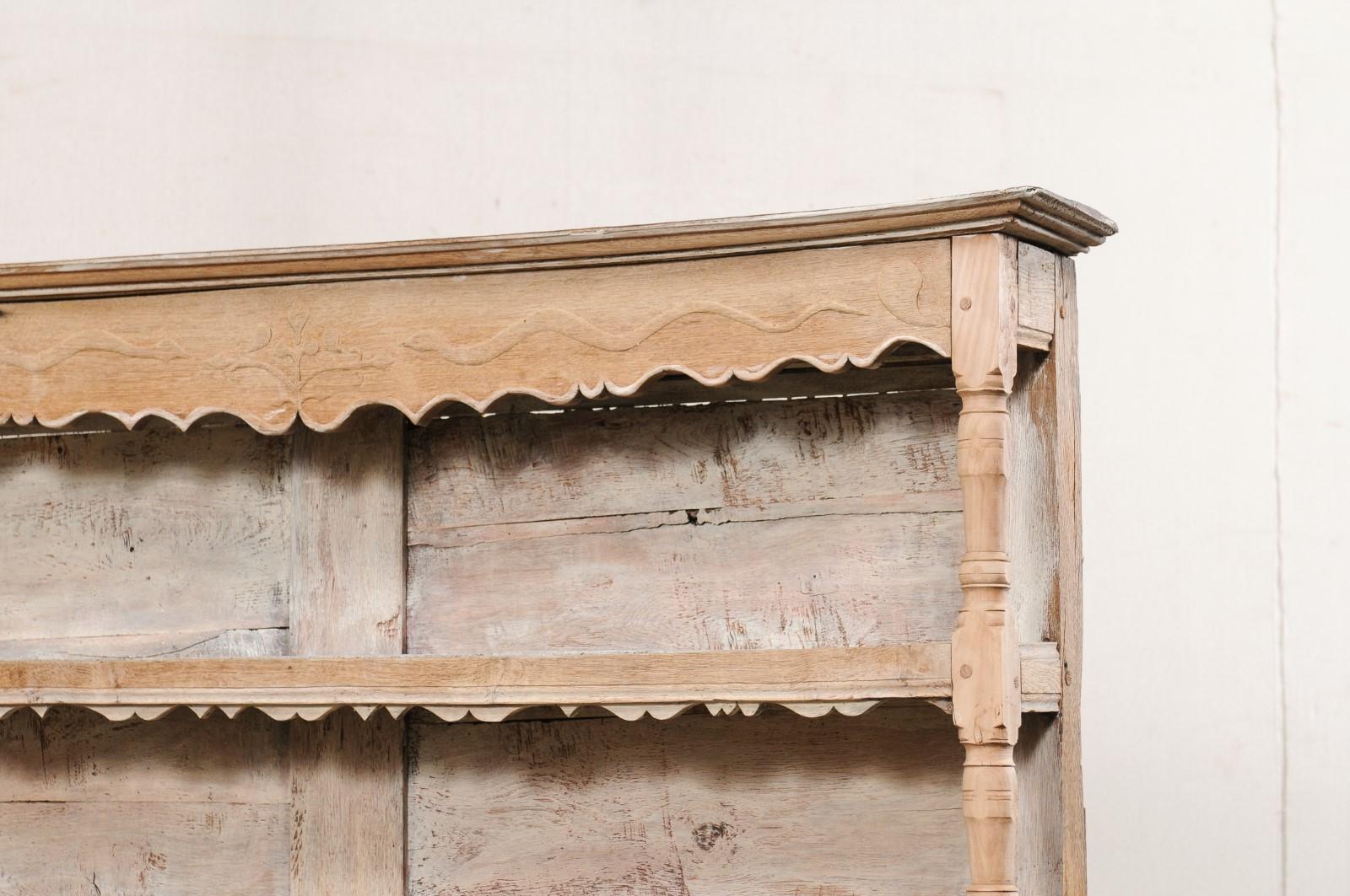French Hutch Buffet Cabinet Adorn in Whimsical Carvings & Scallops, Early 19th C 3
