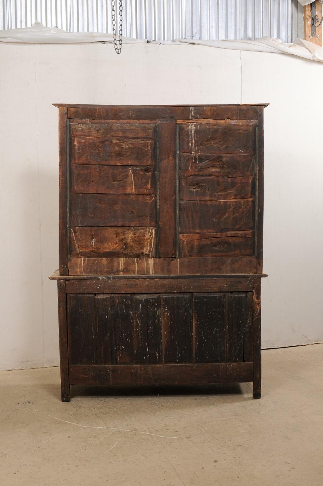 19th Century French Hutch Buffet Cabinet Adorn in Whimsical Carvings & Scallops, Early 19th C