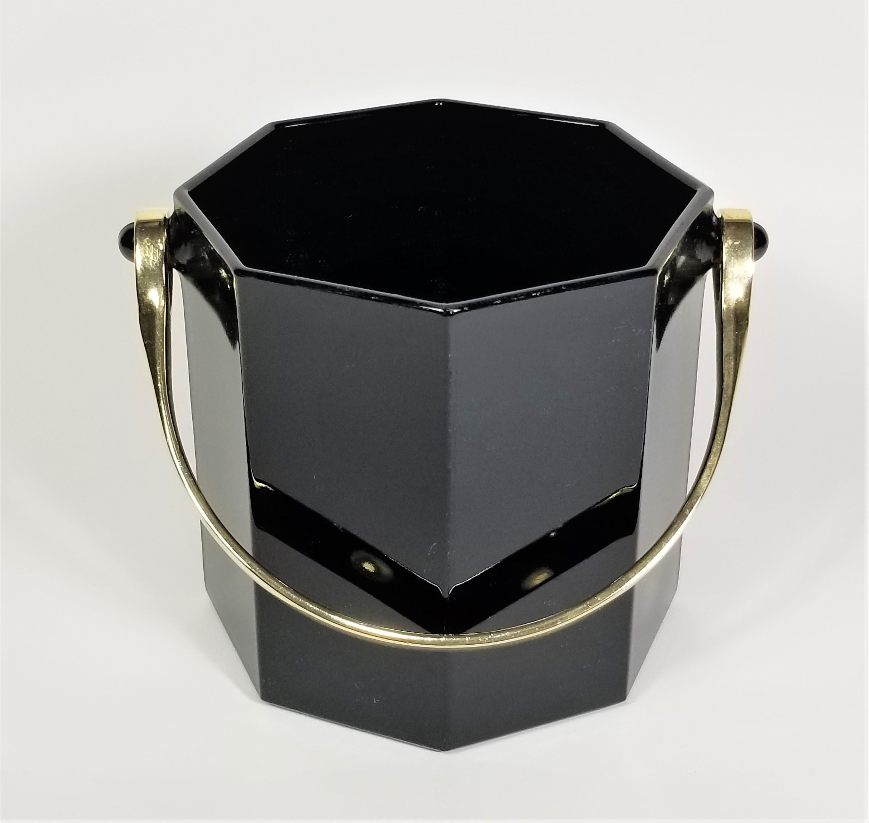 Secchiello per il ghiaccio francese nero con oro Mid Century Made in France In condizioni buone in vendita a New York, NY
