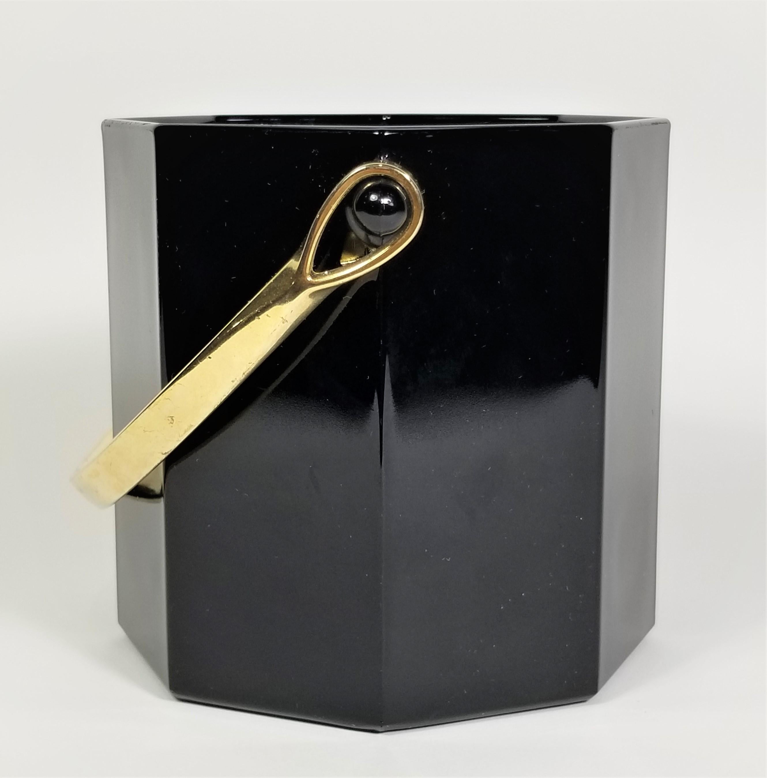 XX secolo Secchiello per il ghiaccio francese nero con oro Mid Century Made in France in vendita
