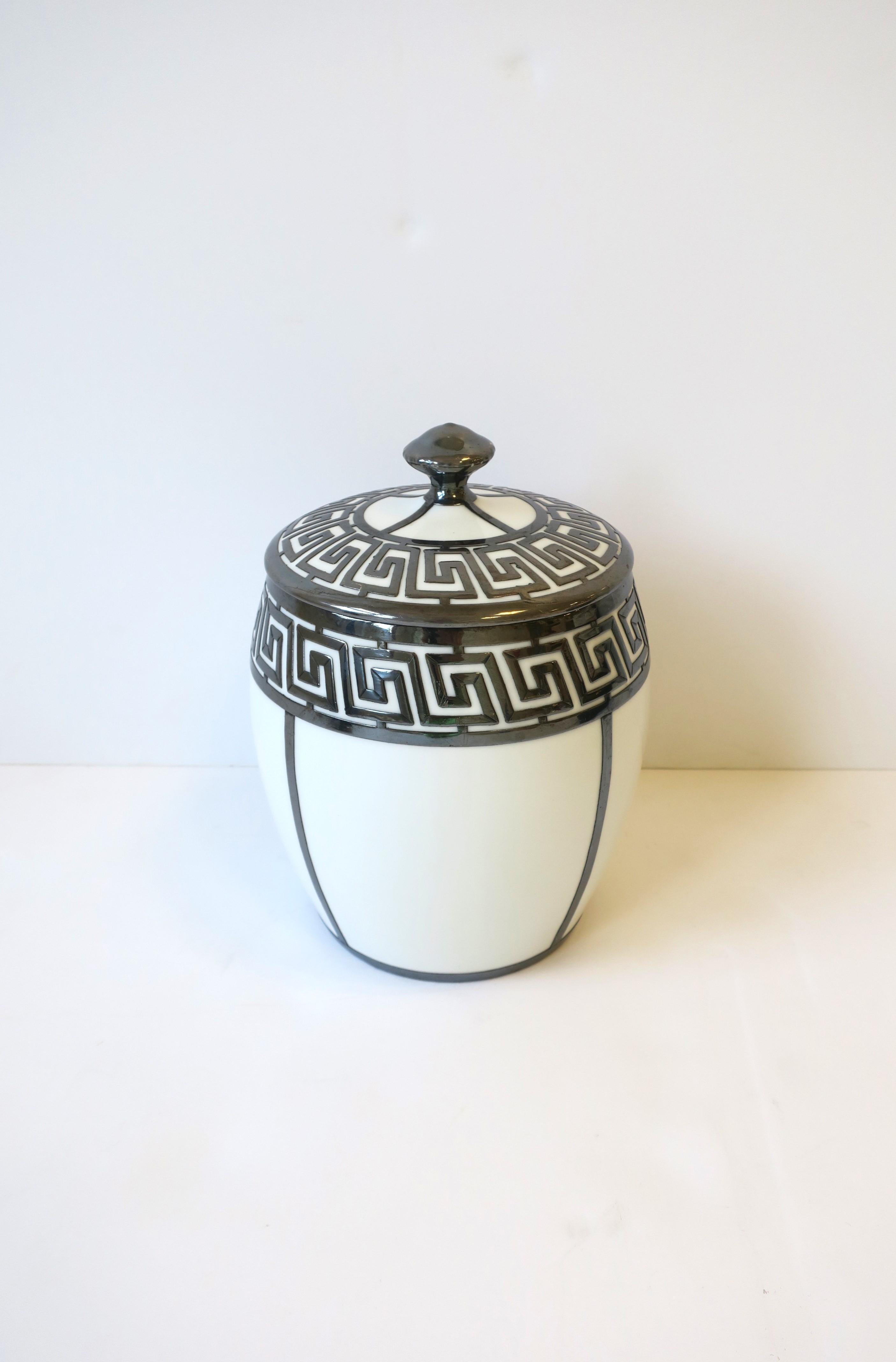 Porcelain French Ice Bucket with Greek-Key Design