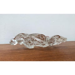 French Mid-Century Modern Ice Glass Bowl with Snail Motifs, 1960s