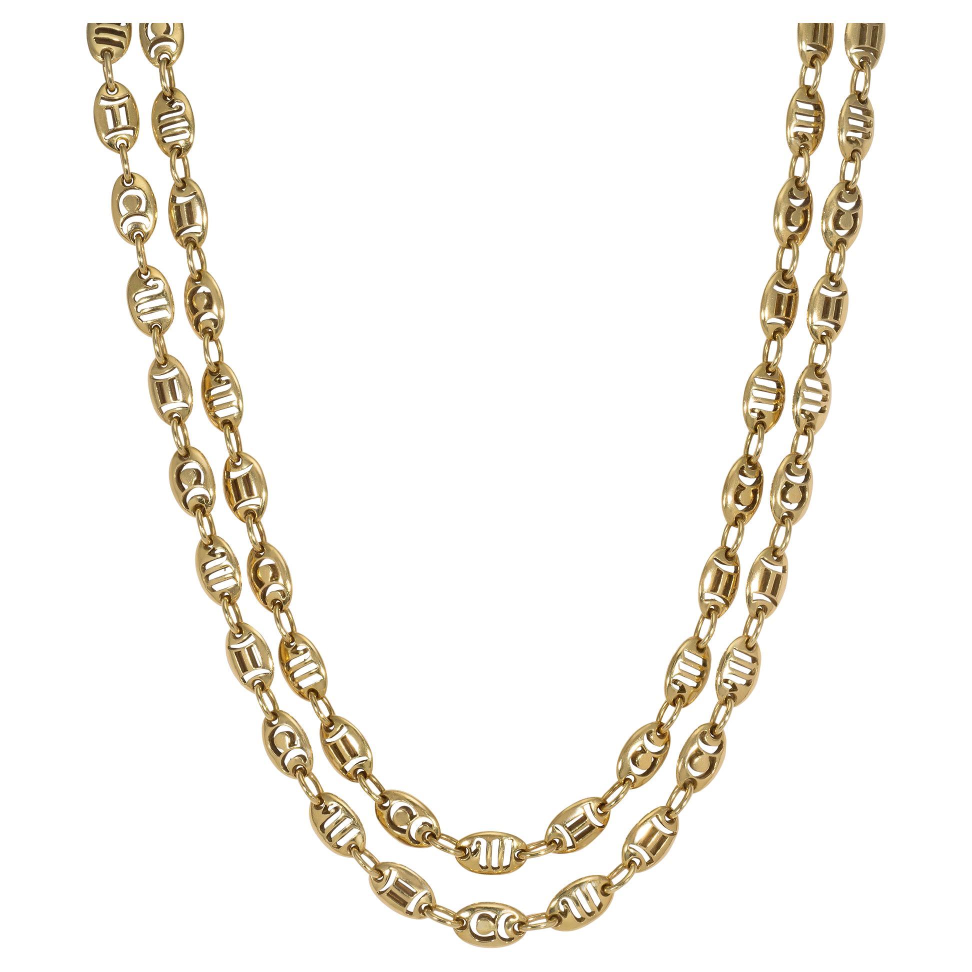 French Import 1970s Jean Paris Gold Zodiac Chain Necklace