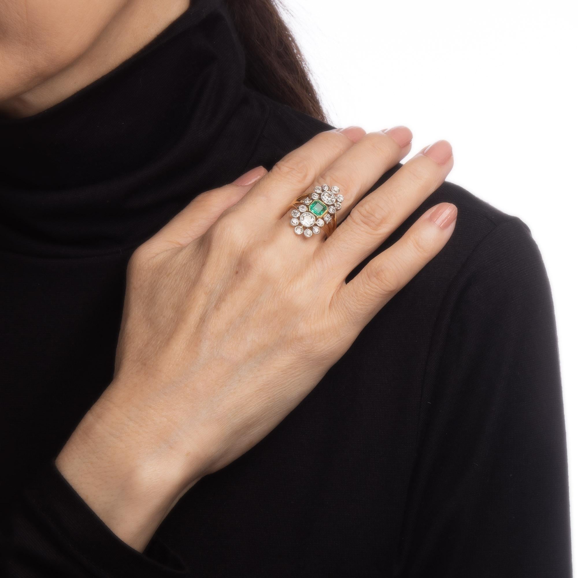 French Import 3.20ct Diamond Emerald Ring Antique Art Deco 18k Gold Platinum 1