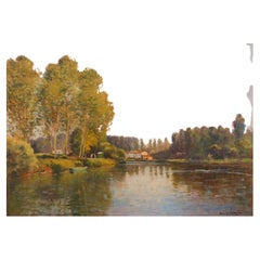 Impressionnisme français - Paysage peint de Svre Niortaise par Maurice Lematre