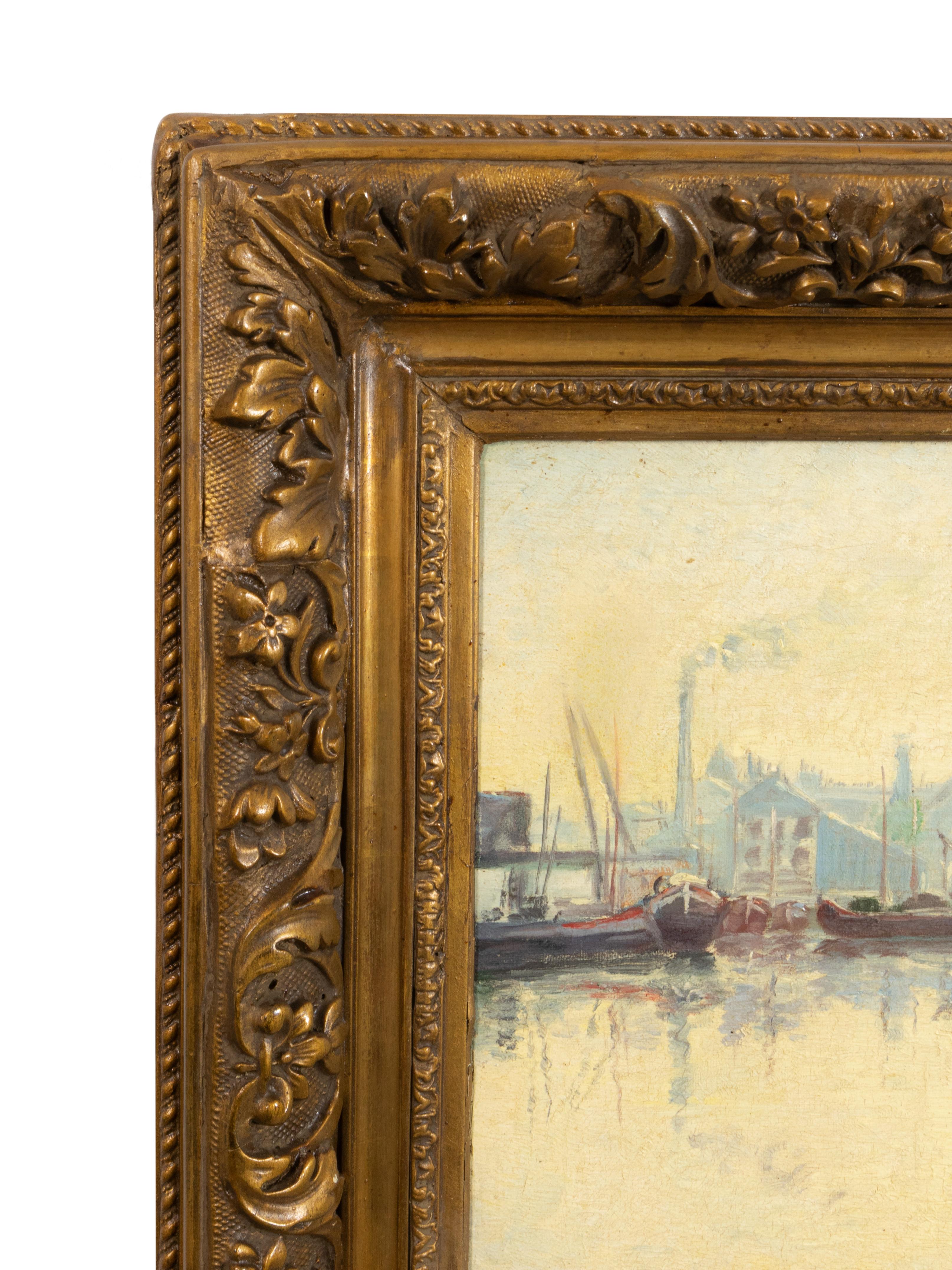 Oiled French Impressionism Pier Painting By «Charles Igounet de Villers» (1881-1944) For Sale