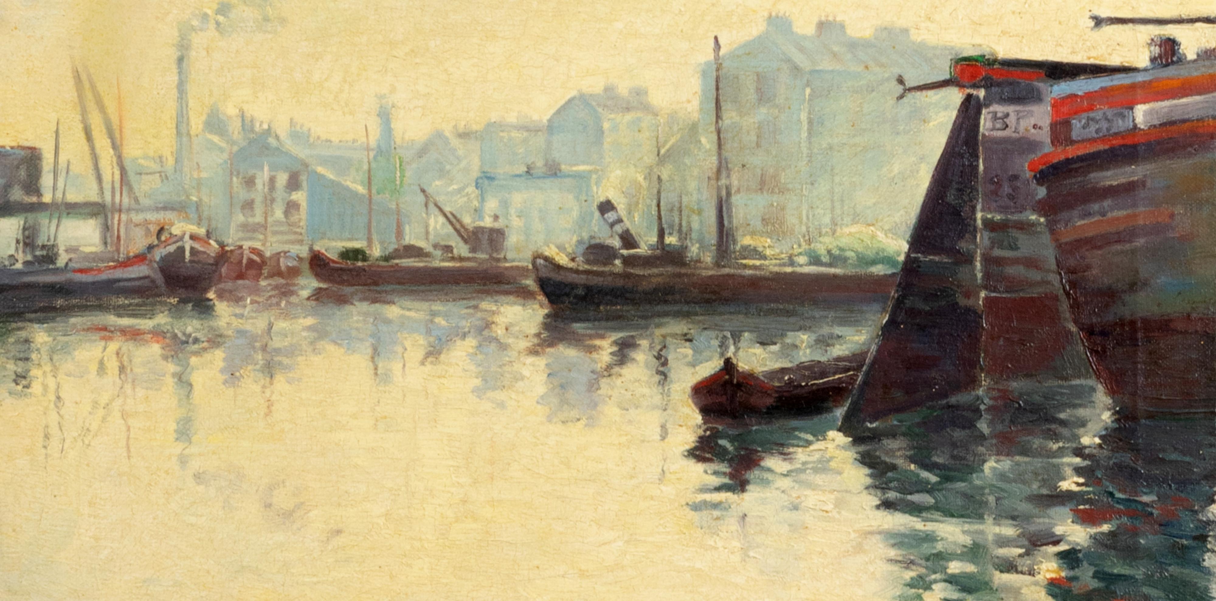 20th Century French Impressionism Pier Painting By «Charles Igounet de Villers» (1881-1944) For Sale
