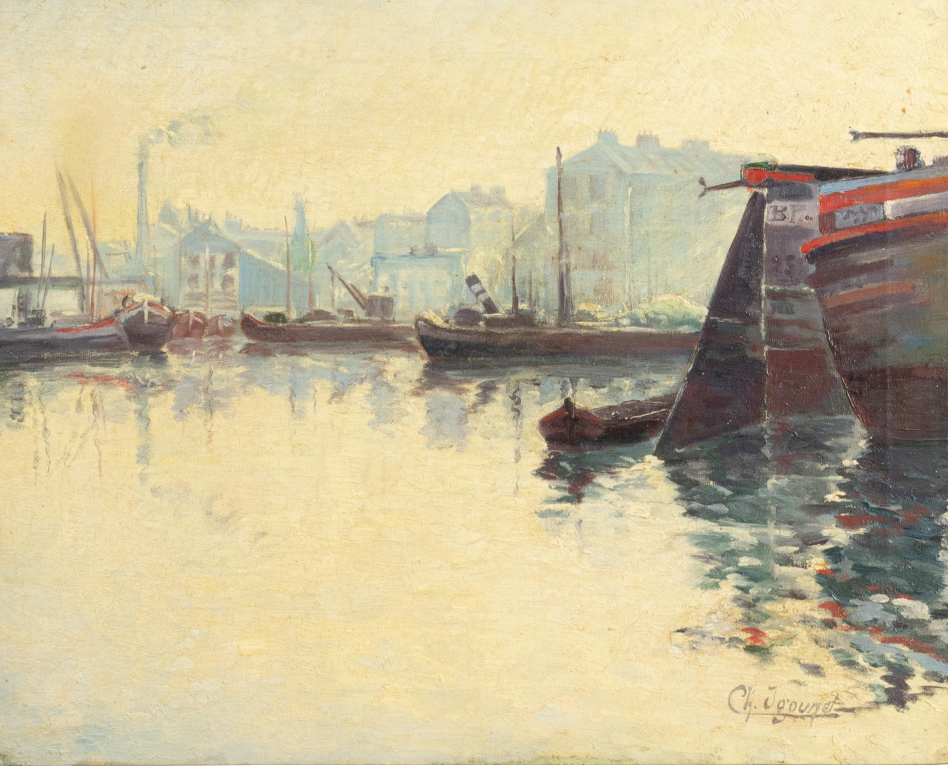 Canvas French Impressionism Pier Painting By «Charles Igounet de Villers» (1881-1944) For Sale