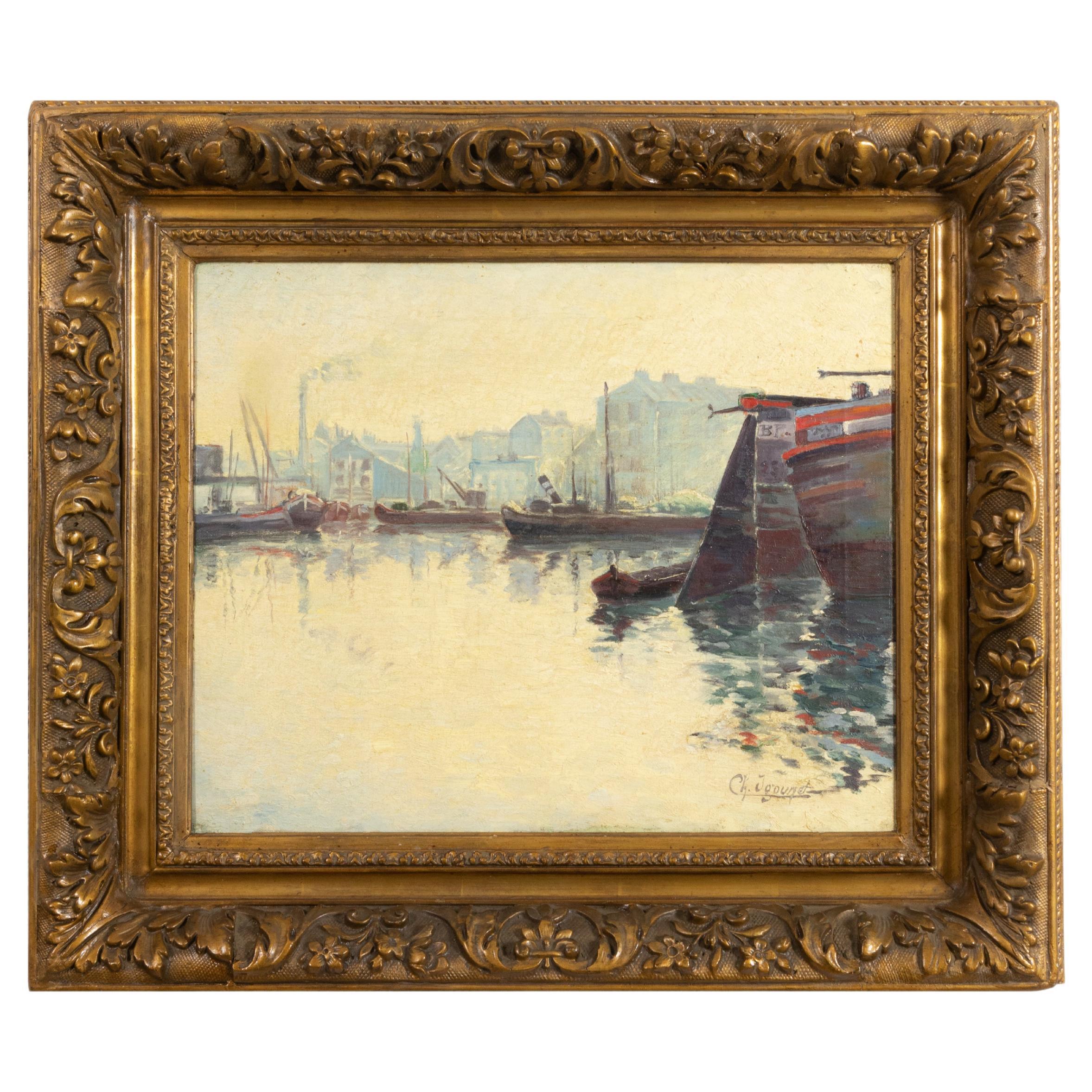 French Impressionism Pier Painting By «Charles Igounet de Villers» (1881-1944) For Sale