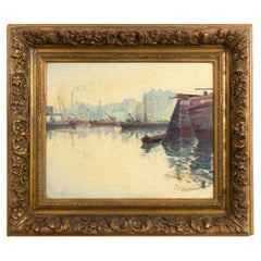 Vintage French Impressionism Pier Painting By «Charles Igounet de Villers» (1881-1944)