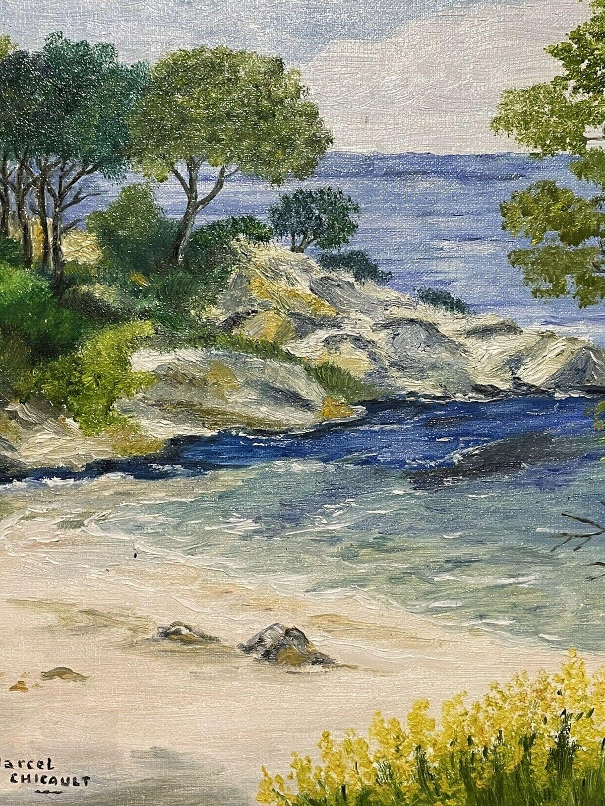 20th CENTURY FRENCH IMPRESSIONIST SIGNED OIL - CÔTE D’AZUR ROCKY COASTLINE - Impressionist Painting by French Impressionist