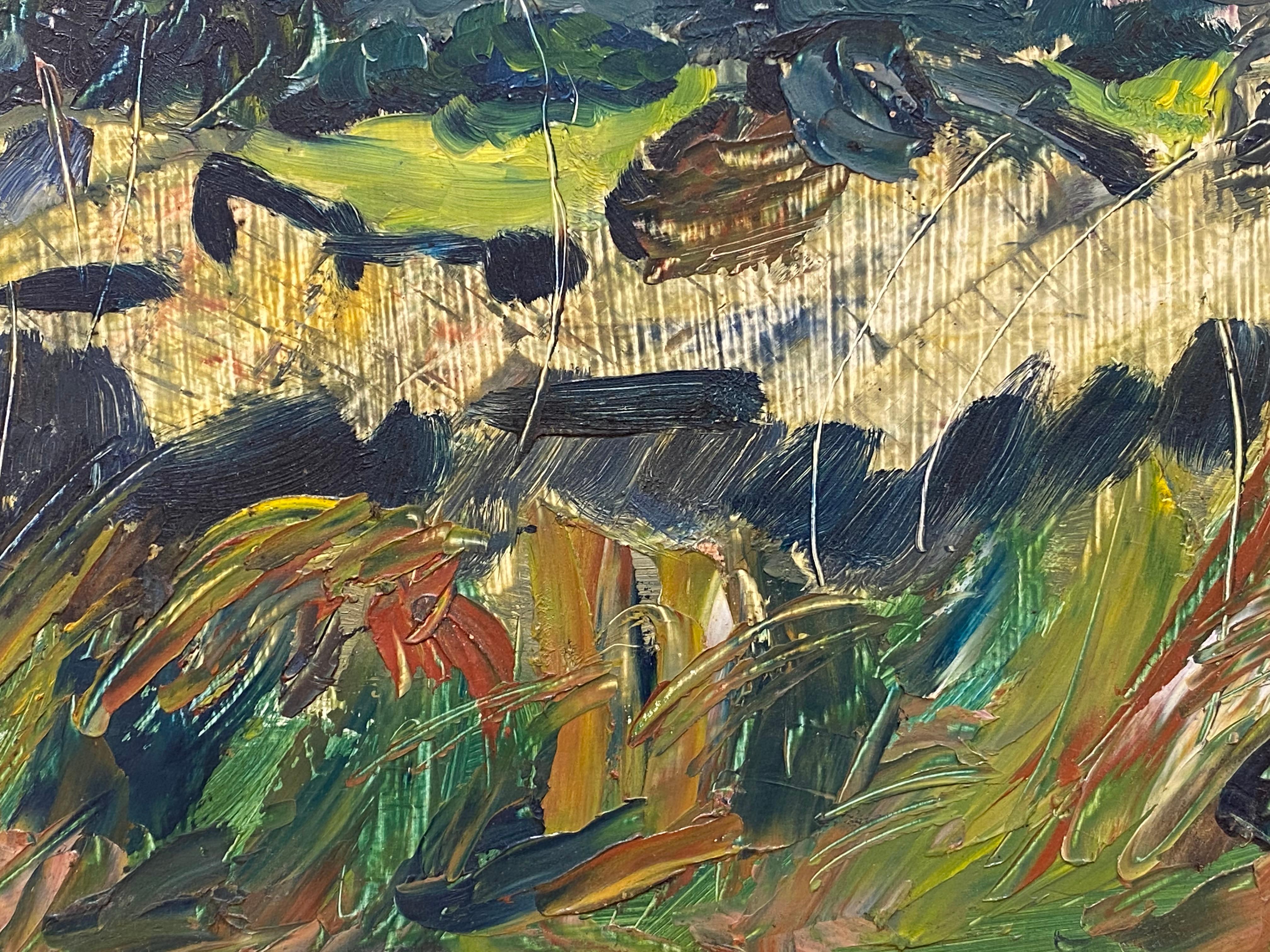 Französische impressionistische Landschaft in liebgrünen Farben, Mitte des 20. Jahrhunderts (Impressionismus), Painting, von French Impressionist