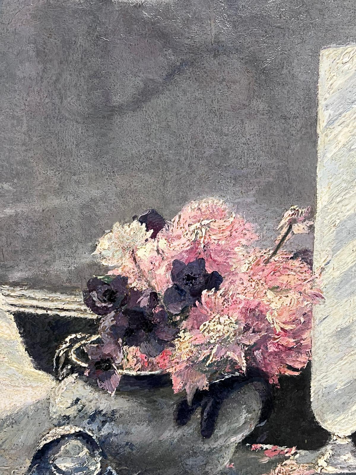 flowers on window sill painting